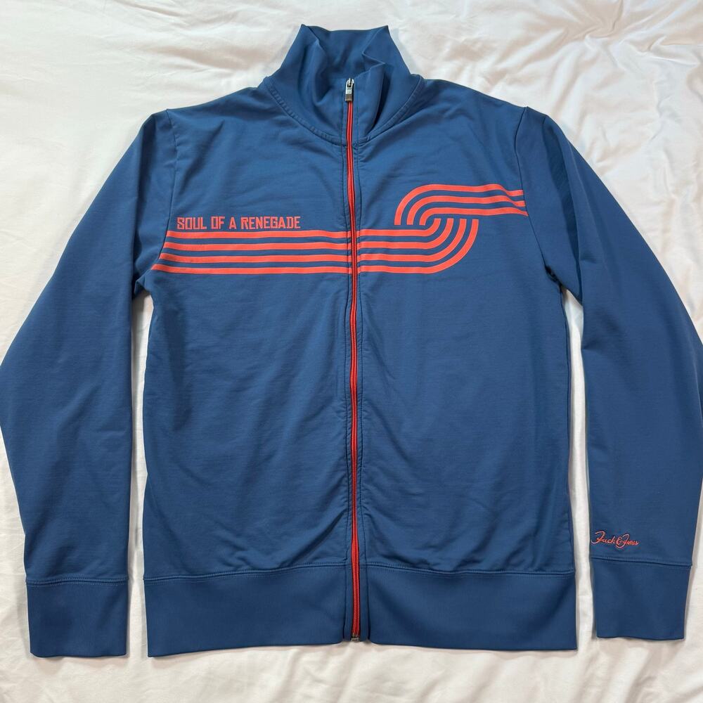 Jack & Jones blue track Jacket Full Zip Soul of a Renegade Mens Jacket Sz Large